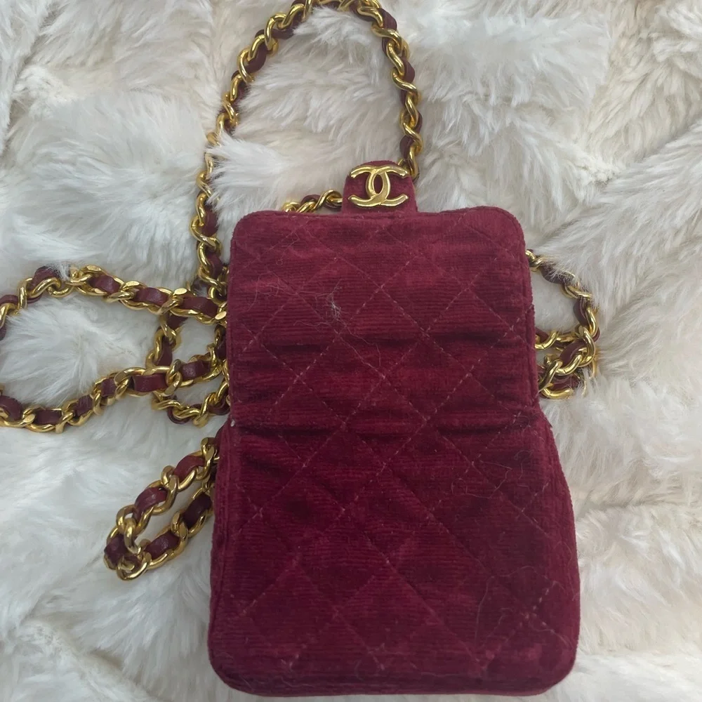 Rare Vintage Chanel Nano Velvet Flap Bag - Picture 3 of 12